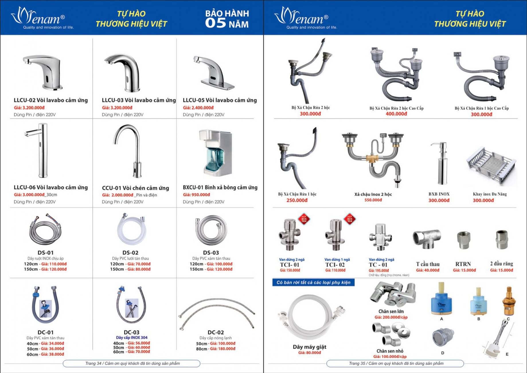Thiết bị vệ sinh Sen Nam SENAM Catalogue và Bảng giá mới nhất /Page 18